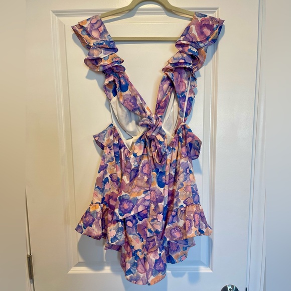 Vici Floral Tie Back Romper - Picture 2 of 4